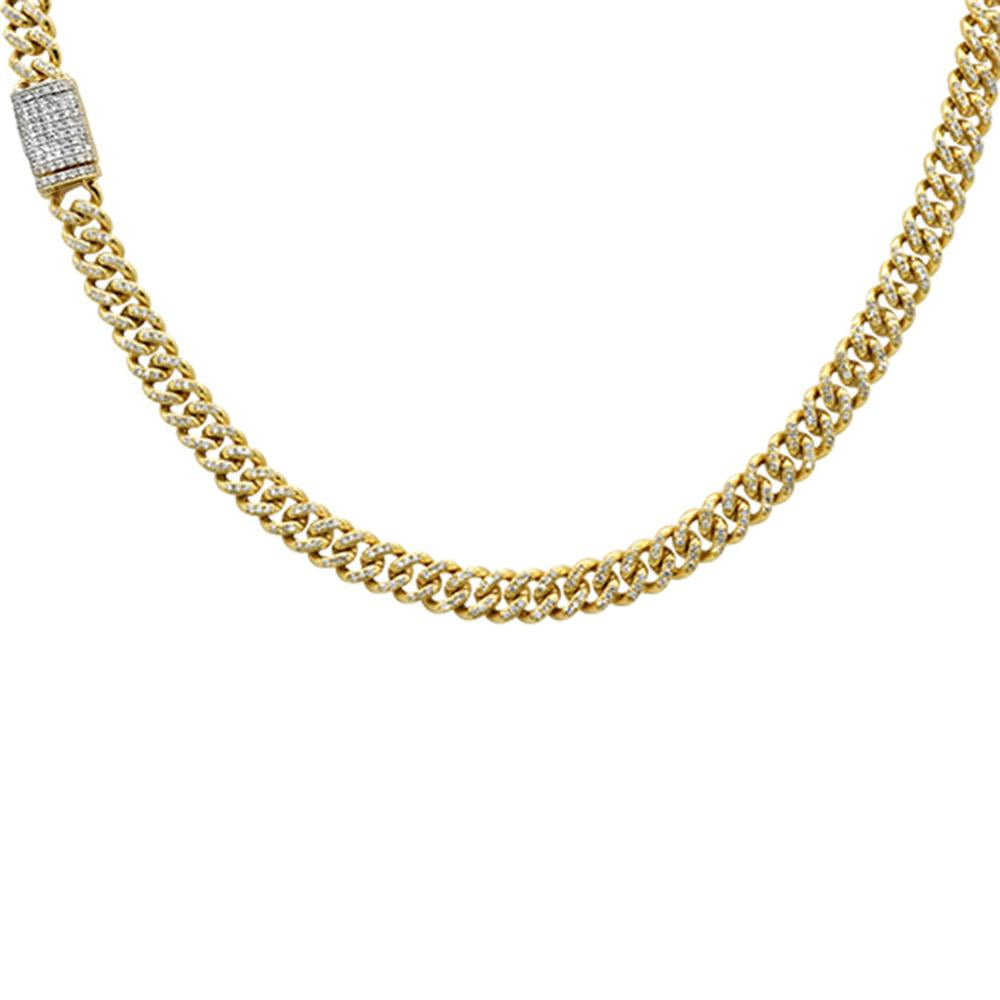 3.61ct 10K Yellow Gold 6MM Diamond Miami Cuban Chain 22"