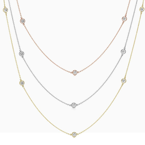 "Diamond By The Yard" Necklaces - 14kt - Available In Sizes 16"-24" Three Metal Colors