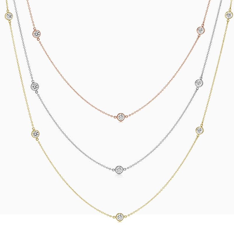 "Diamond By The Yard" Necklaces - 14kt - Available In Sizes 16"-24" Three Metal Colors