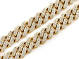 10.23ct 9MM 10KT Yellow Gold Diamond Micro Pave Miami Round Cuban Link Chain 24"